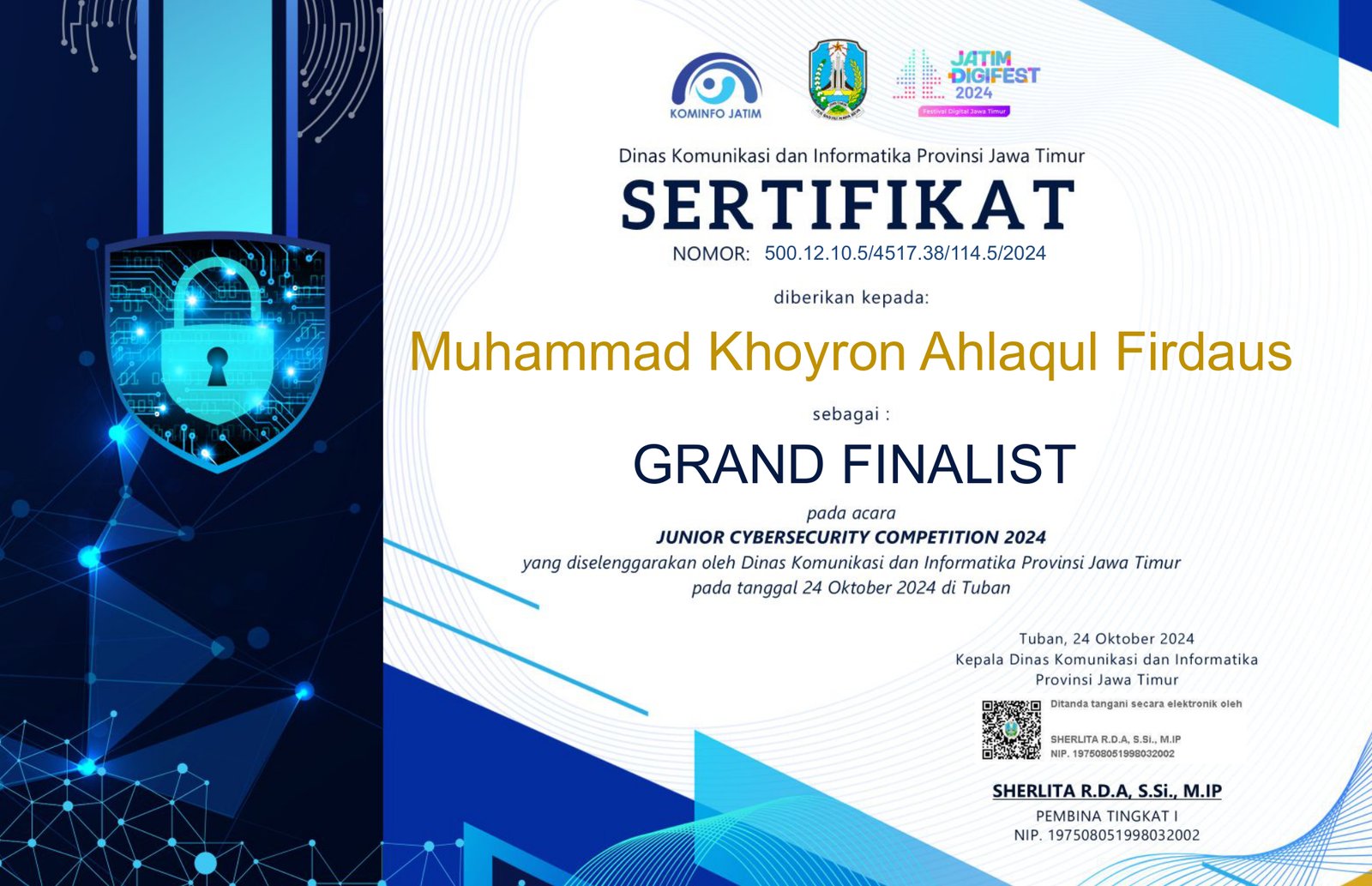 Grand Finalist Junior Cybersecurity Competition 2024