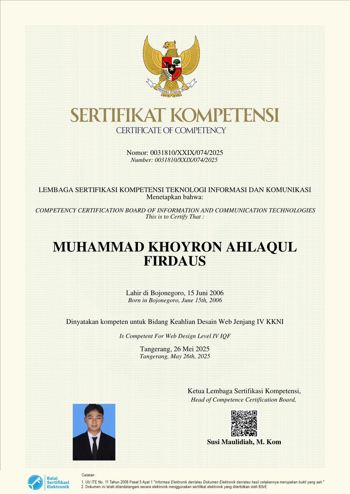 Sertifikat Kompetensi Desain Web Jenjang IV KKNI (IQF Level IV)