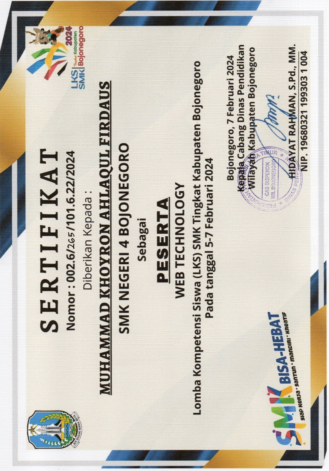 Peserta LKS SMK Bidang Web Technology Kabupaten Bojonegoro